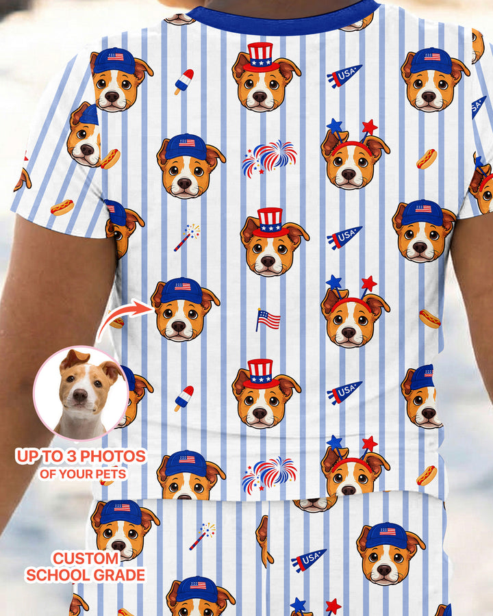 Conjunto de pijama de dos piezas de bambú de manga corta, plantilla personalizada