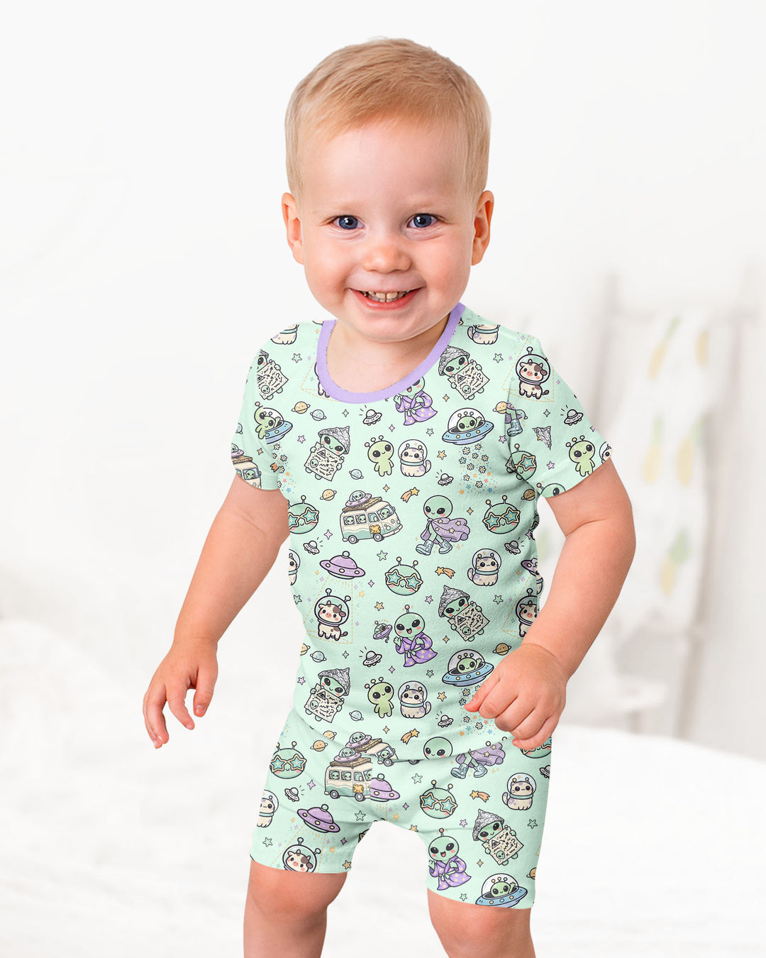 Little Alien Explorer Bamboo Two Piece Short Sleeve Shorts Pajama Set