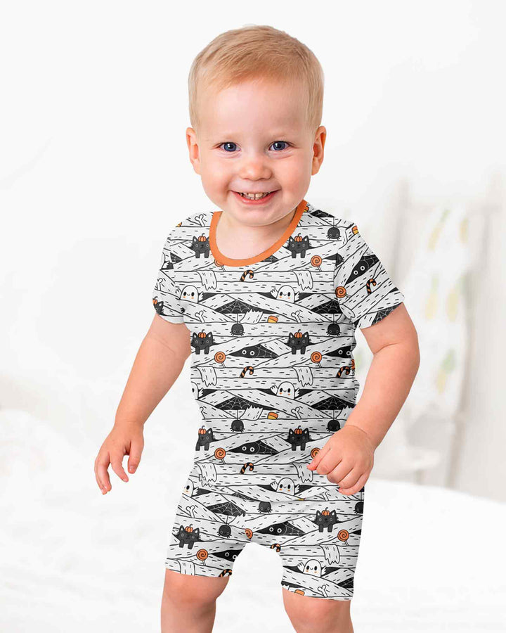 Little Mummy Crew Bamboo Two Piece Short Sleeve Shorts Pajama Set