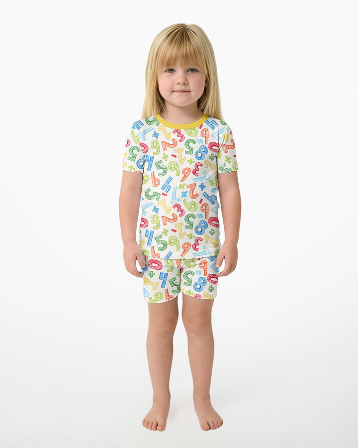 Math Doodles Bamboo Two Piece Short Sleeve Shorts Pajama Set