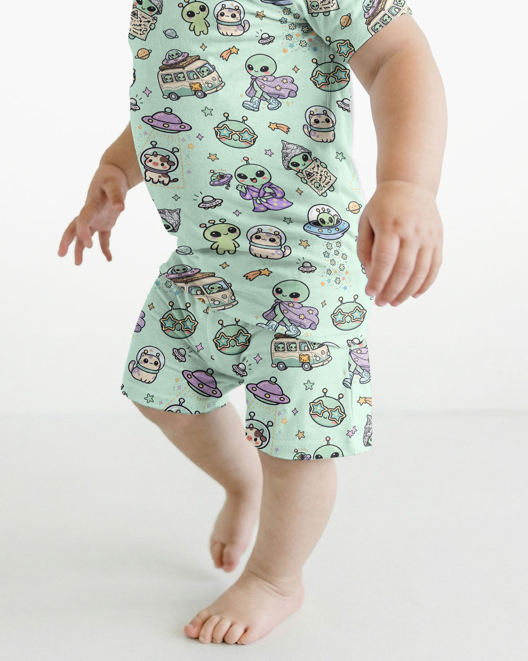 Little Alien Explorer Bamboo Two Piece Short Sleeve Shorts Pajama Set