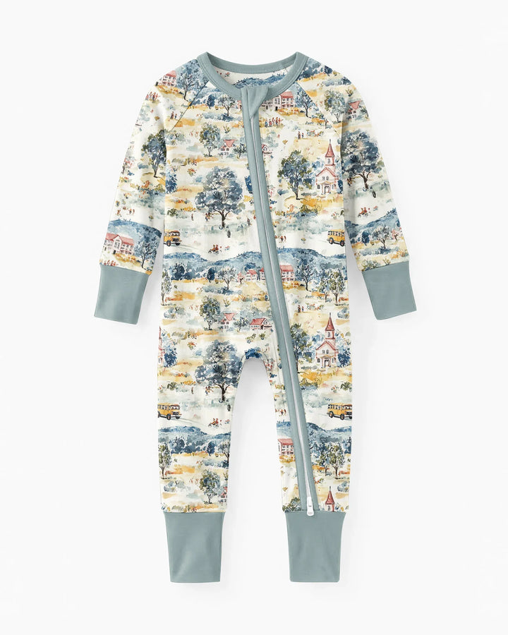 Whimsical Watercolor School Village Bamboo Convertible Zippy