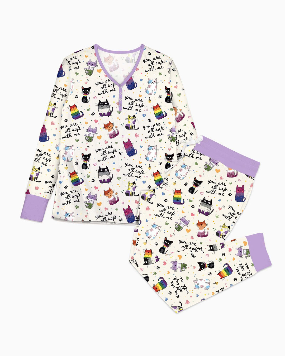Loved & Safe Kitties Family Matching Bamboo Women Pajama Set
