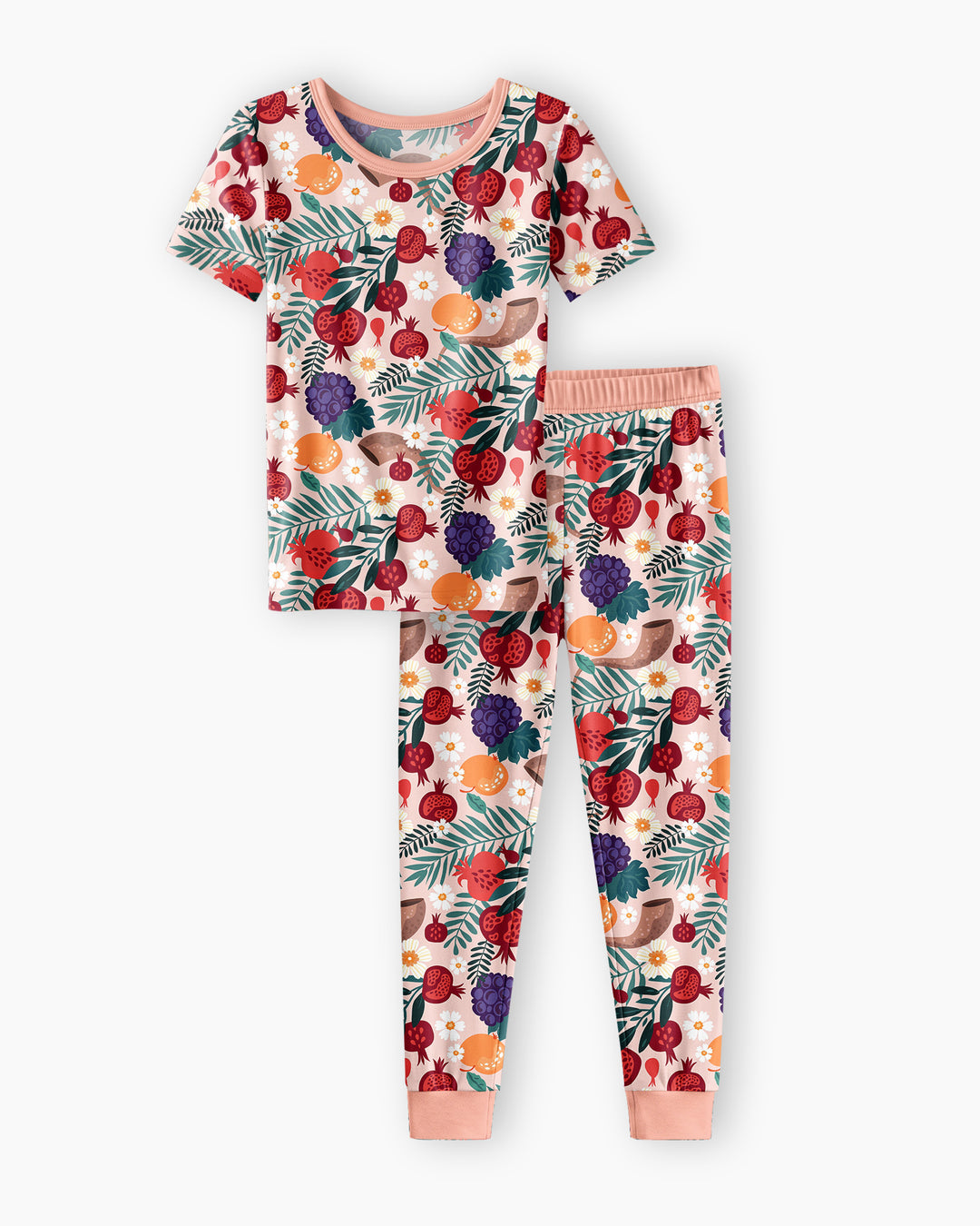 Pomegranate Blessings Night Family Matching Bamboo Two Piece Short Sleeve Pajama Set