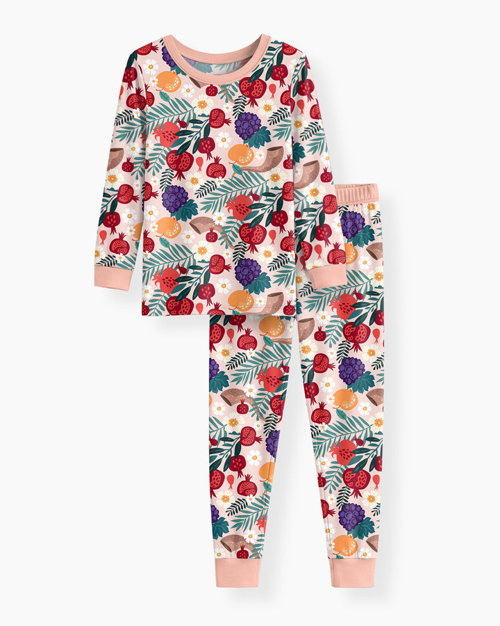 Pomegranate Blessings Night Family Matching Bamboo Two Piece Long Sleeve Pajama Set