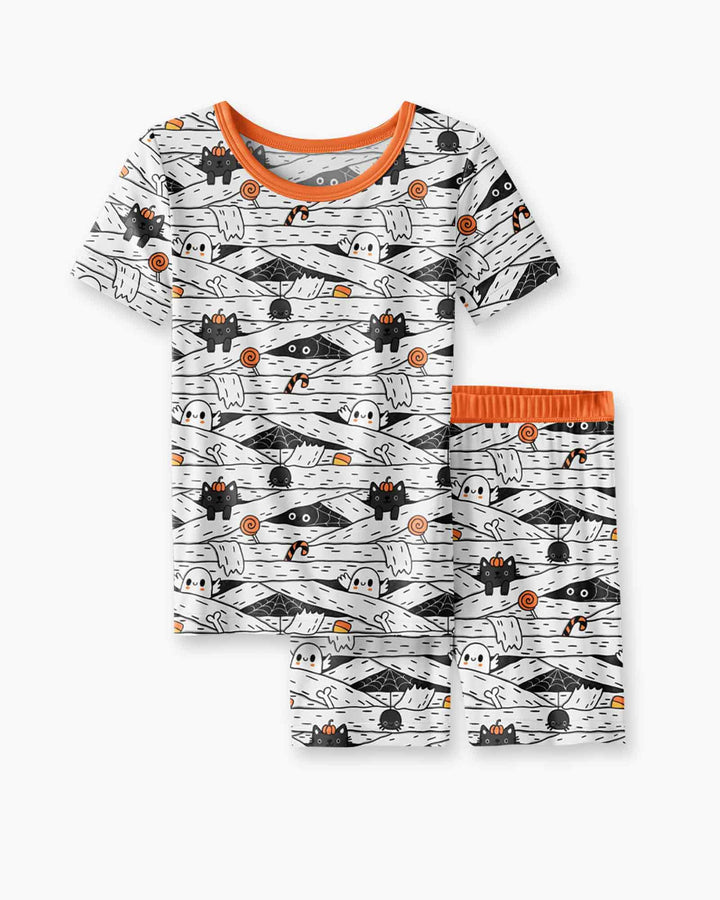 Little Mummy Crew Bamboo Two Piece Short Sleeve Shorts Pajama Set