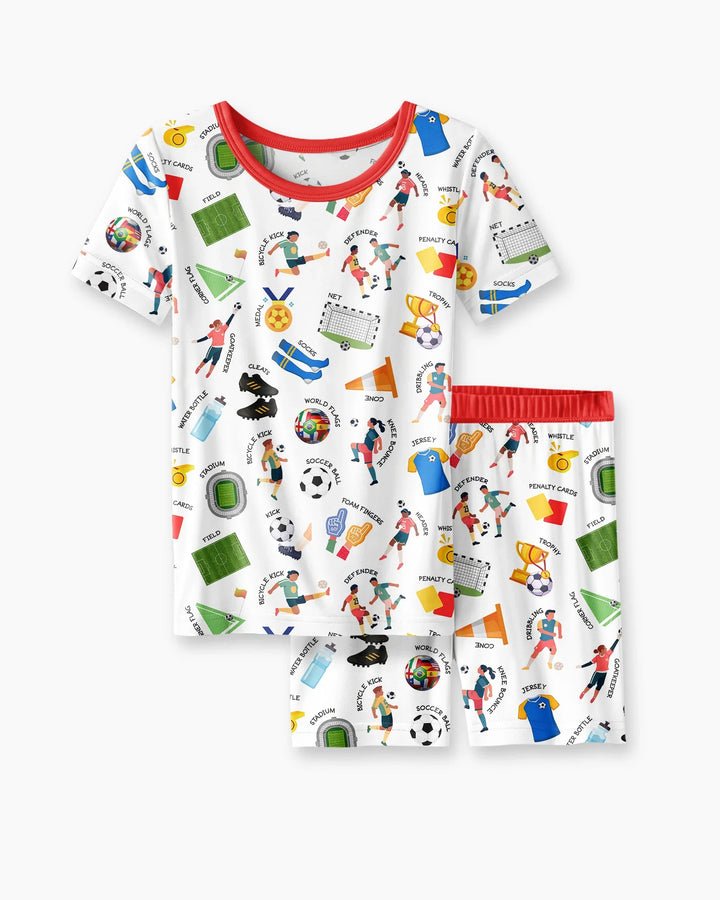 Soccer Fever All About The Game Two Piece Short Sleeve Shorts Pajama Set
