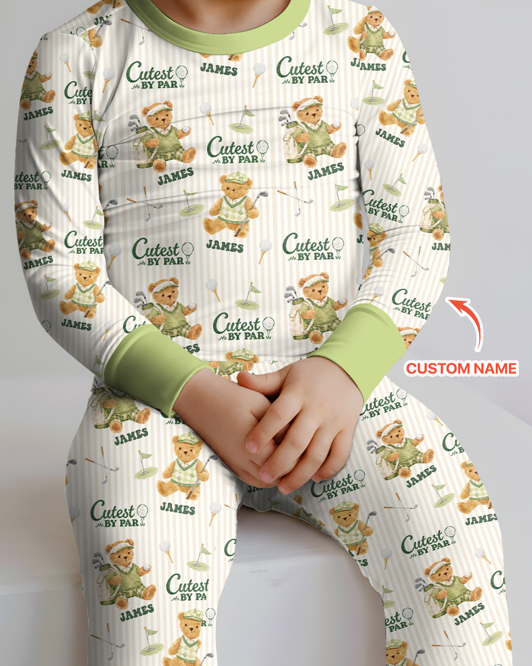 Cutest By Par Custom Name Bamboo Two Piece Long Sleeve Pajama Set