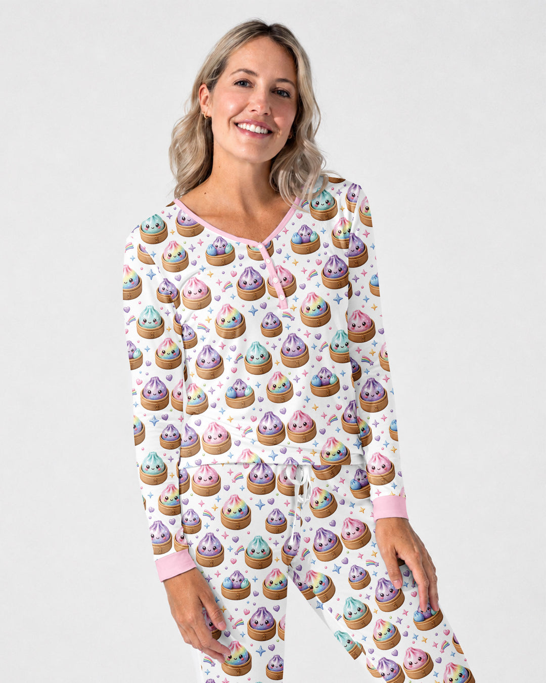 Plantilla de conjunto de pijama de mujer de bambú