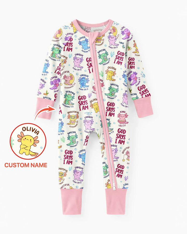 Axolotl God Says I Am Custom Name Bamboo Convertible Zippy