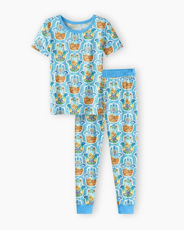 Conjunto de pijama de dos piezas de manga corta de bambú
