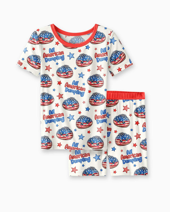 Conjunto de Pijama de Dos Piezas de Bambú con Mangas Cortas y Pantalones Cortos