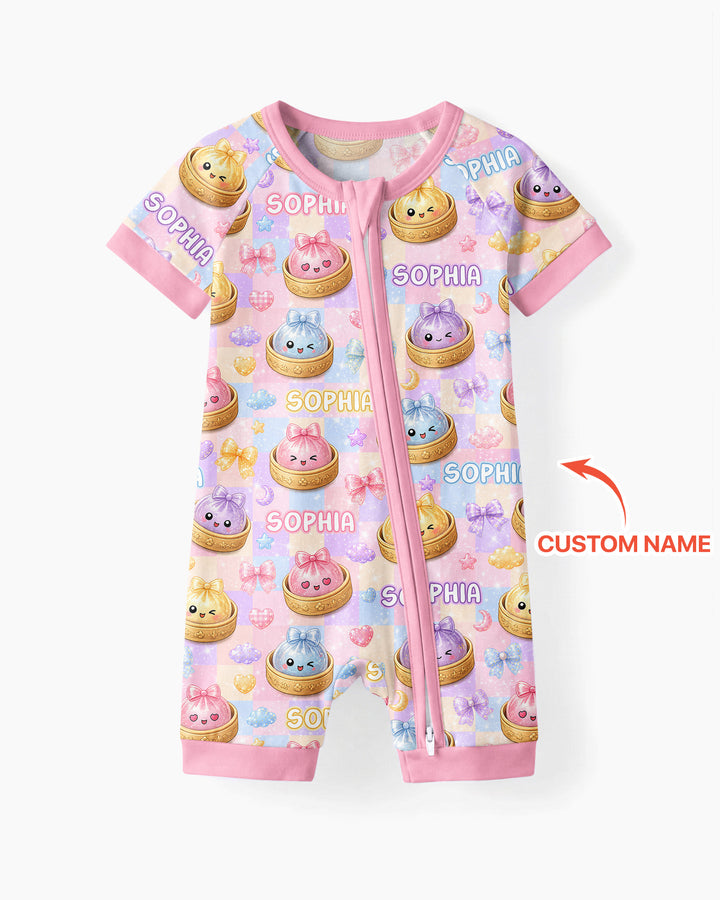 Custom Name Coquette Glitter Dumpling Bamboo Shorty Zippy