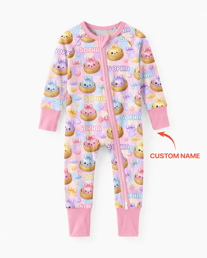 Custom Name Coquette Glitter Dumpling Bamboo Convertible Zippy