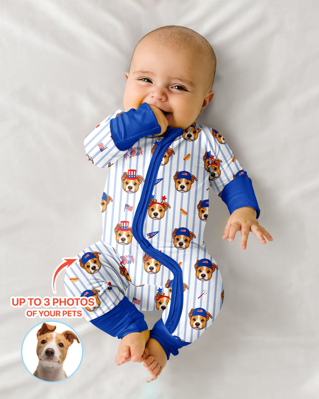 Custom Pet Image 4th of July Family Matching Bamboo Convertible Zippy