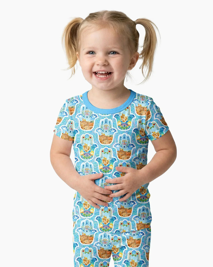 Conjunto de pijama de dos piezas de manga corta de bambú