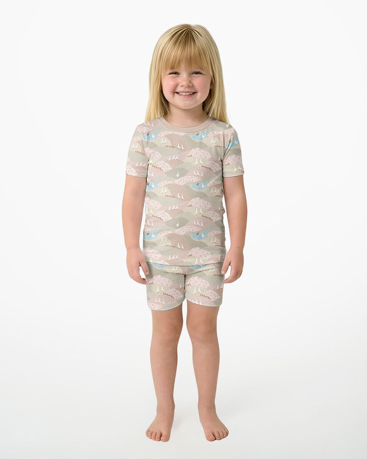 Wandering Geese Family Matching Bamboo Two Piece Short Sleeve Shorts Pajama Set