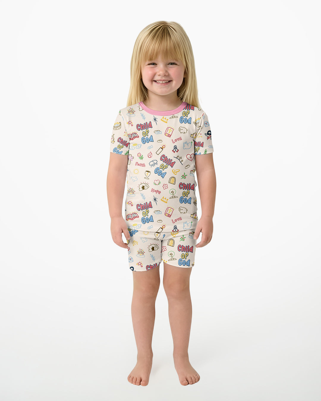 Template Zweiteiliges Pyjama-Set mit kurzen Ärmeln und Shorts