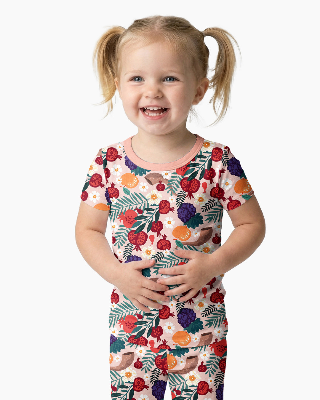 Pomegranate Blessings Night Family Matching Bamboo Two Piece Short Sleeve Pajama Set