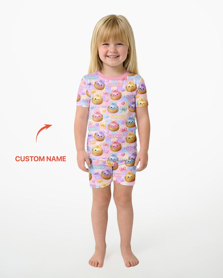 Conjunto de Pijama de Dos Piezas de Bambú con Mangas Cortas y Pantalones Cortos