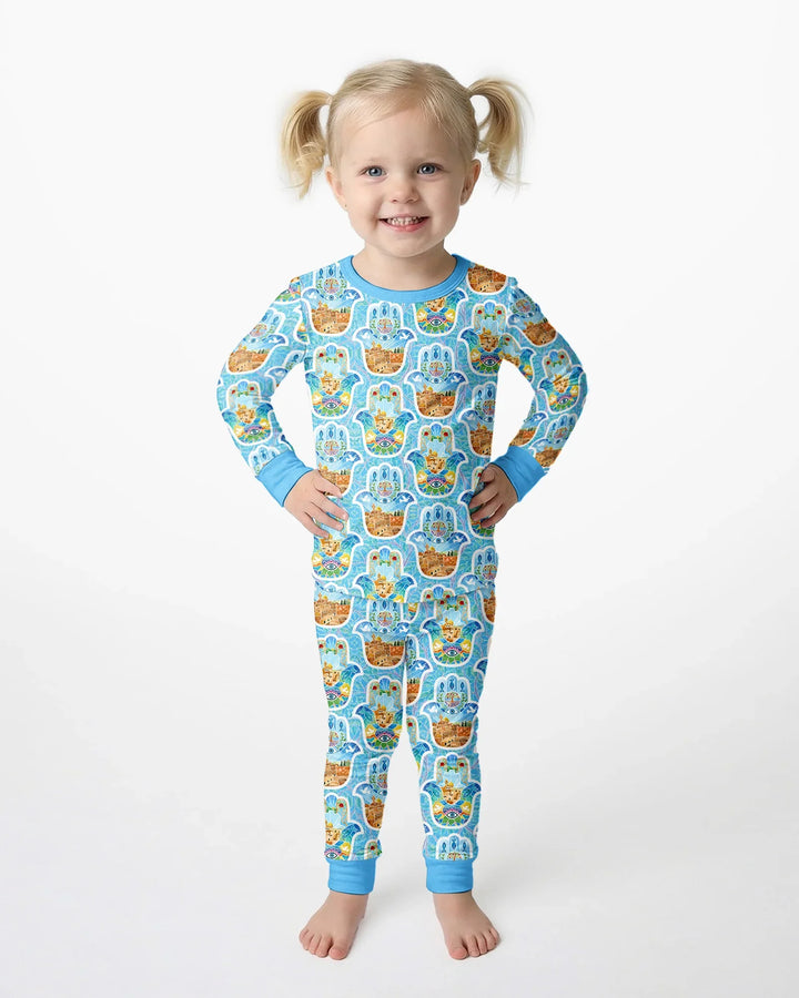 Conjunto de pijama de dos piezas de bambú con mangas largas, plantilla PERSONALIZADA