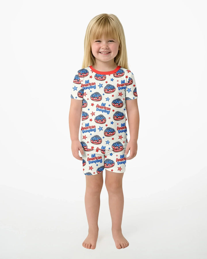 Conjunto de Pijama de Dos Piezas de Bambú con Mangas Cortas y Pantalones Cortos
