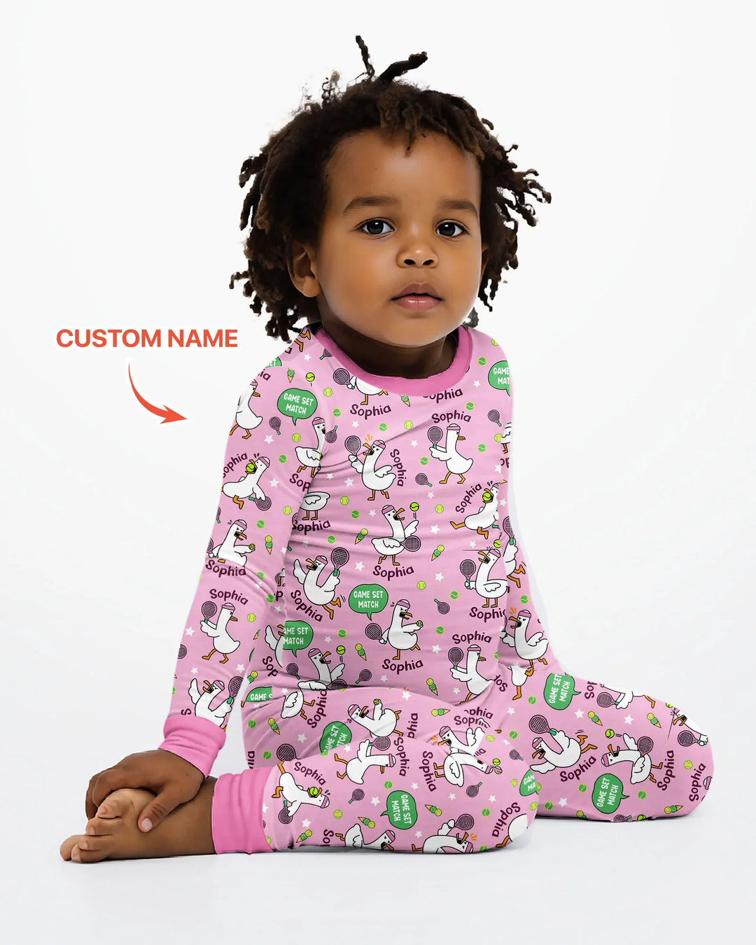 Silly Goose Playing Tennis Bamboo Two Piece Long Sleeve Pajama Set