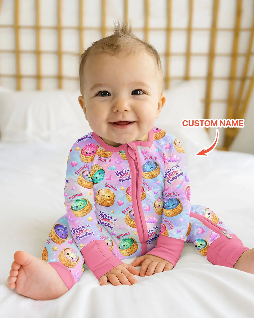 Custom Name You're A Glitter Dumpling Bamboo Convertible Zippy