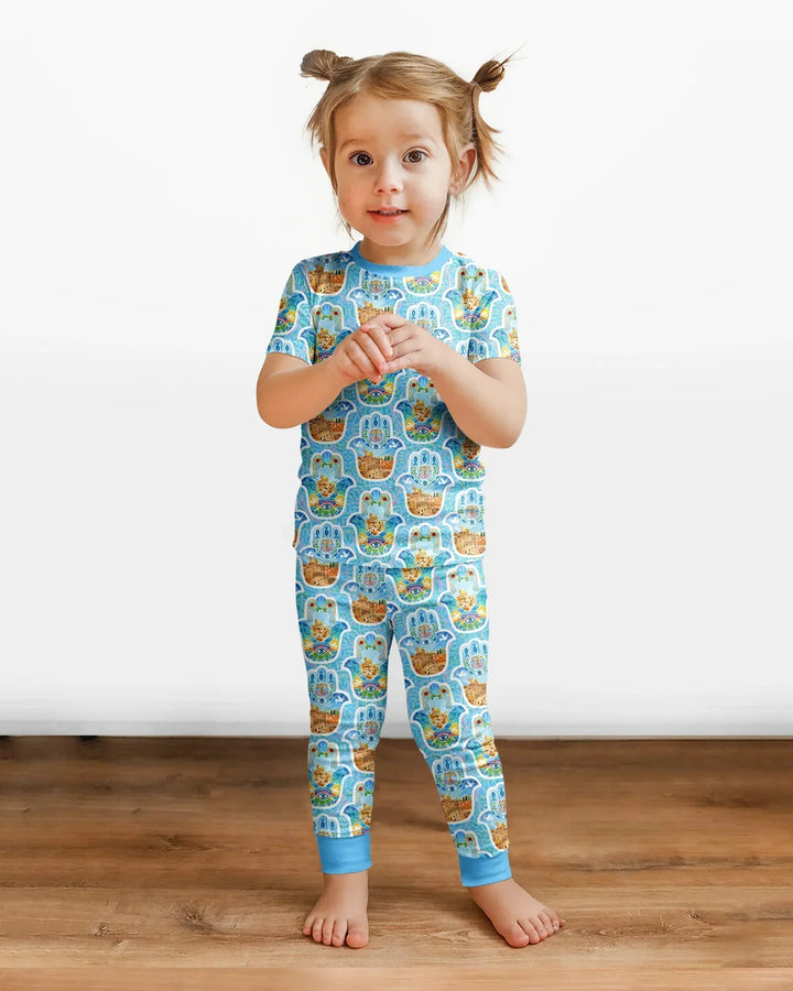 Conjunto de pijama de dos piezas de manga corta de bambú