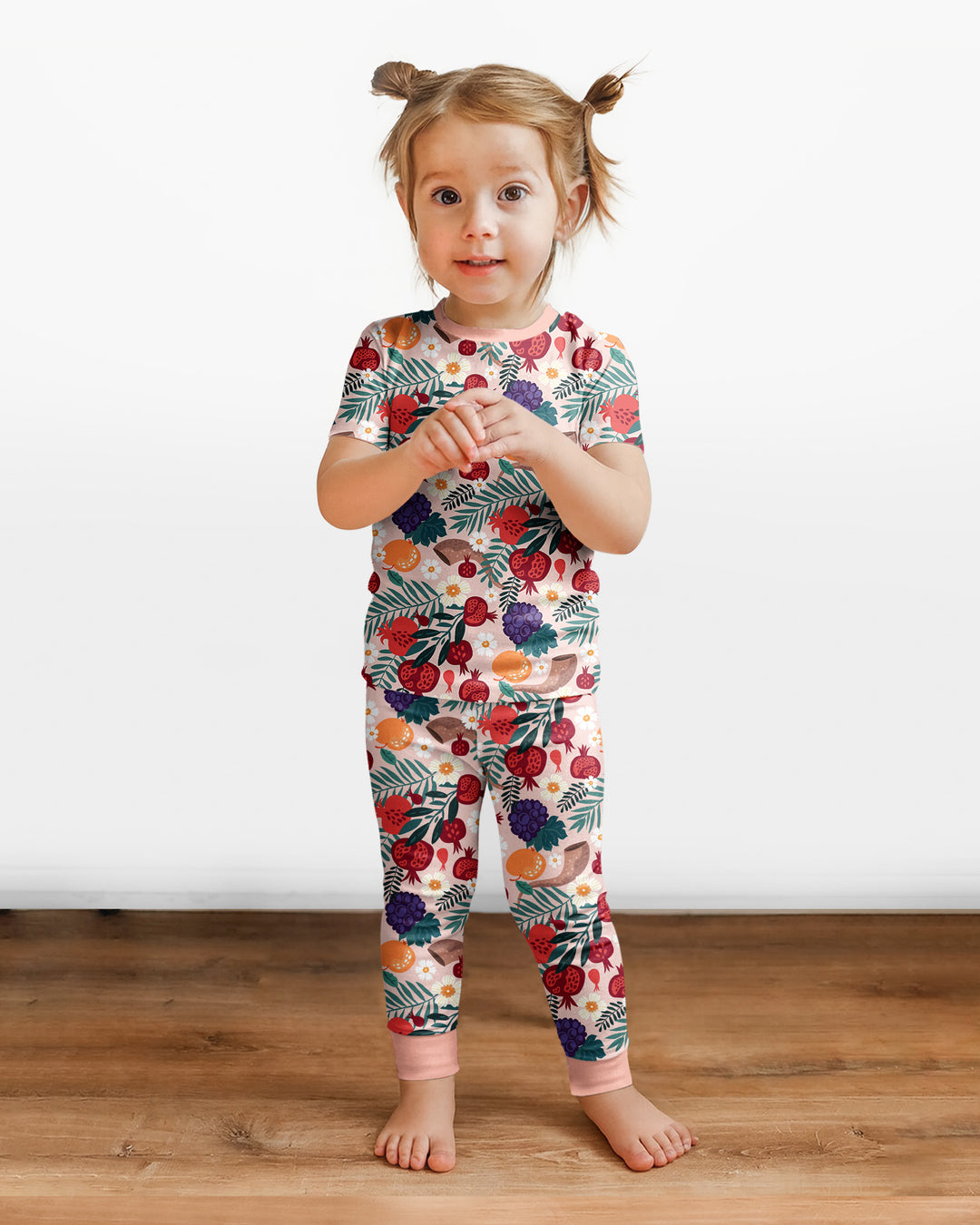 Pomegranate Blessings Night Family Matching Bamboo Two Piece Short Sleeve Pajama Set