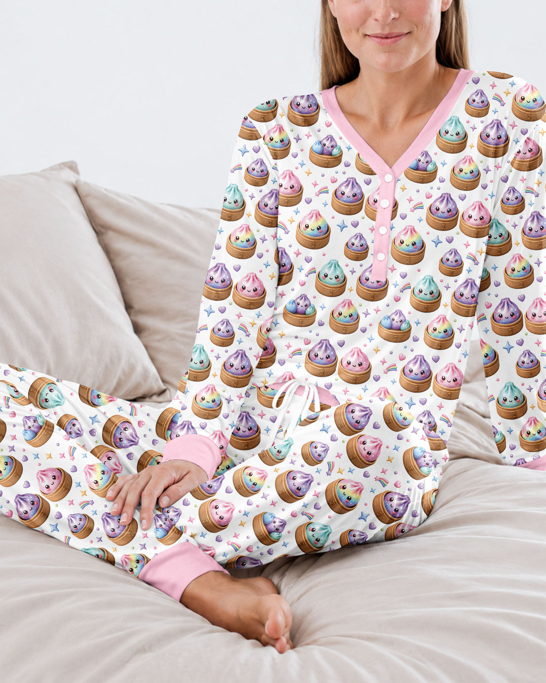 Plantilla de conjunto de pijama de mujer de bambú