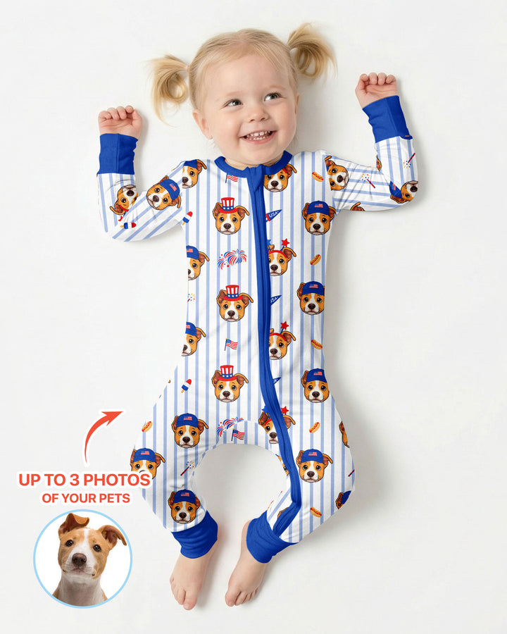 Custom Pet Image 4th of July Family Matching Bamboo Convertible Zippy