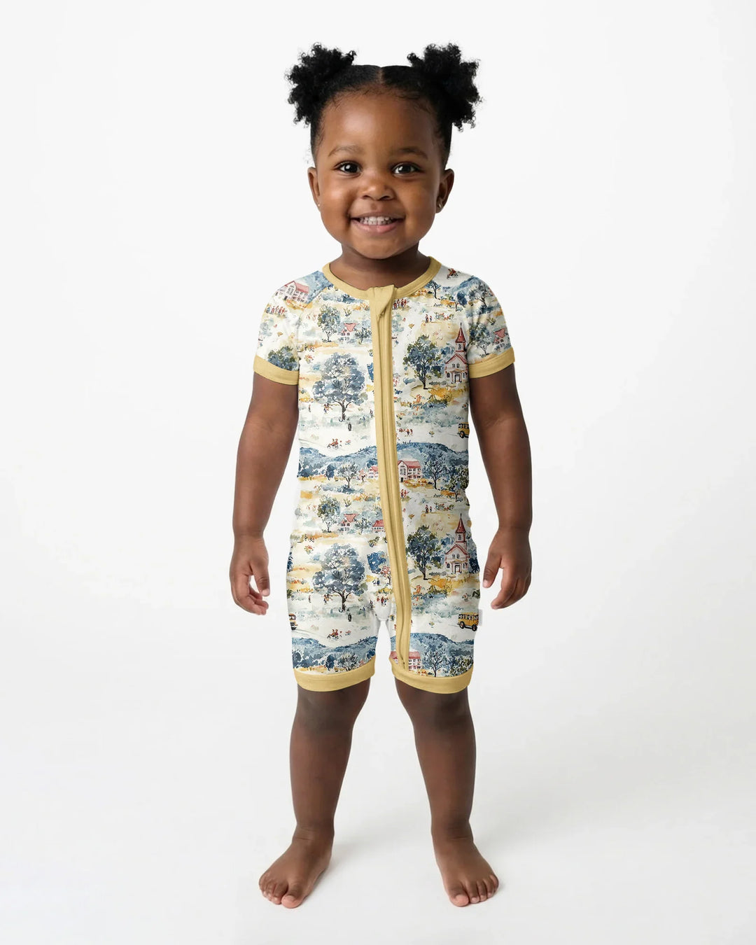 Whimsical Watercolor School Village Bamboo Shorty Zippy