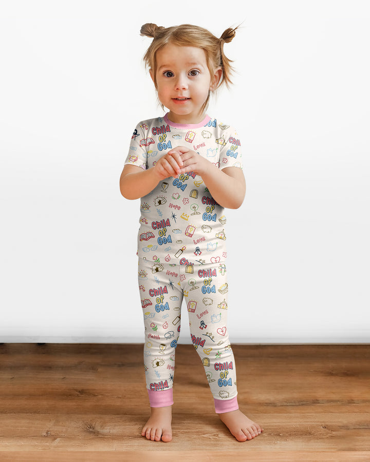 Zweiteiliges, kurzärmliges Pyjama-Set mit Marienkäfern