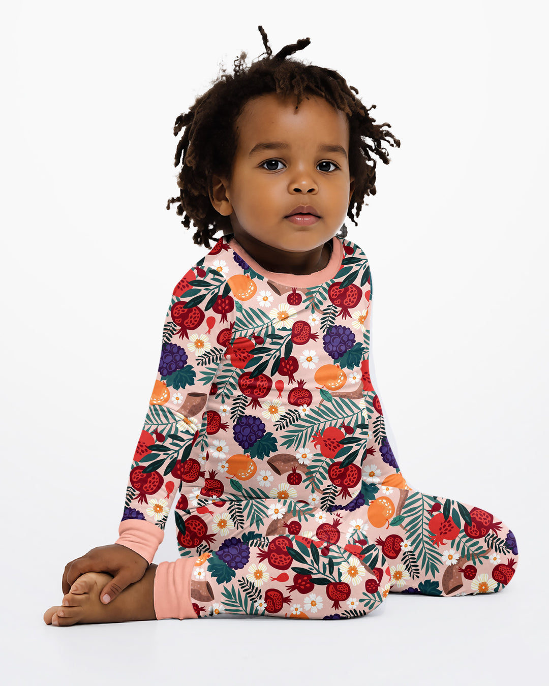 Pomegranate Blessings Night Family Matching Bamboo Two Piece Long Sleeve Pajama Set