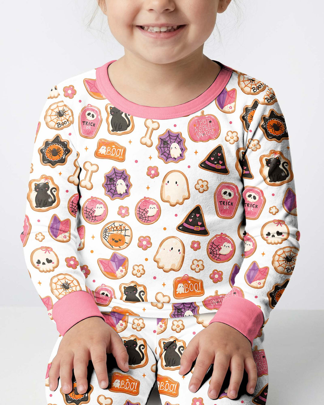 Cute Halloween Sugar Cookies Bamboo Two Piece Long Sleeve Pajama Set