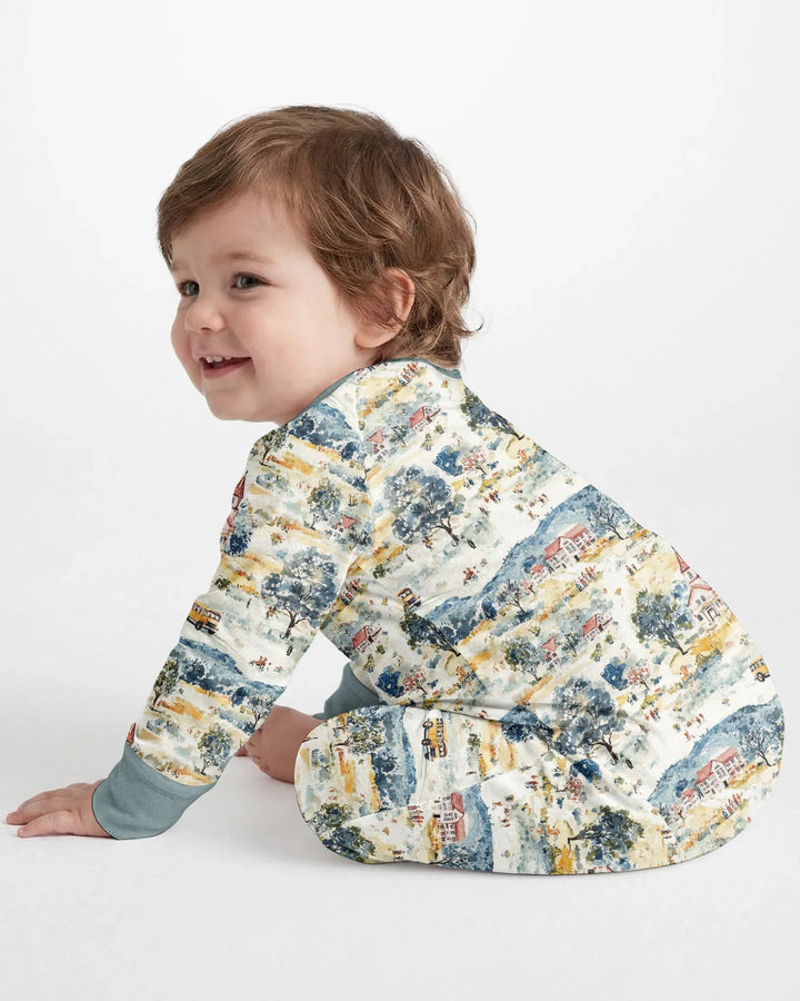 Whimsical Watercolor School Village Bamboo Convertible Zippy
