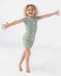 Pastel Floral Girl Bamboo Two Piece Short Sleeve Shorts Pajama Set