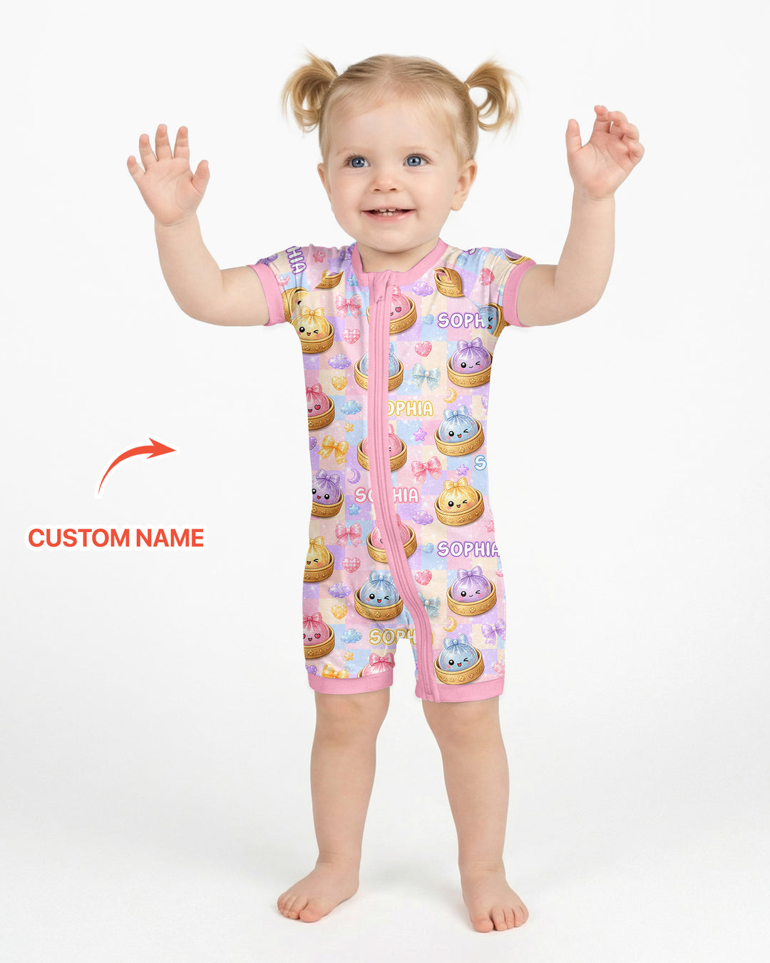 Custom Name Coquette Glitter Dumpling Bamboo Shorty Zippy