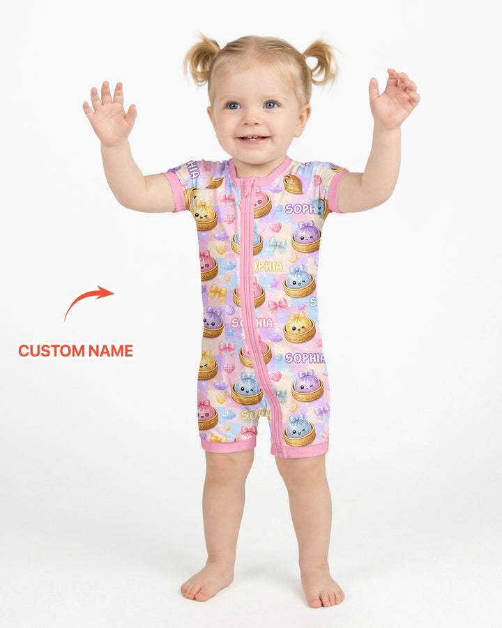 Custom Name Coquette Glitter Dumpling Bamboo Shorty Zippy