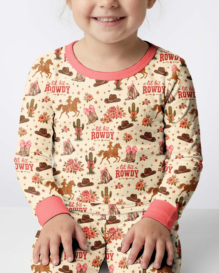 Coquette Cowgirl Lil Bit Rowdy Two Piece Long Sleeve Pajama Set