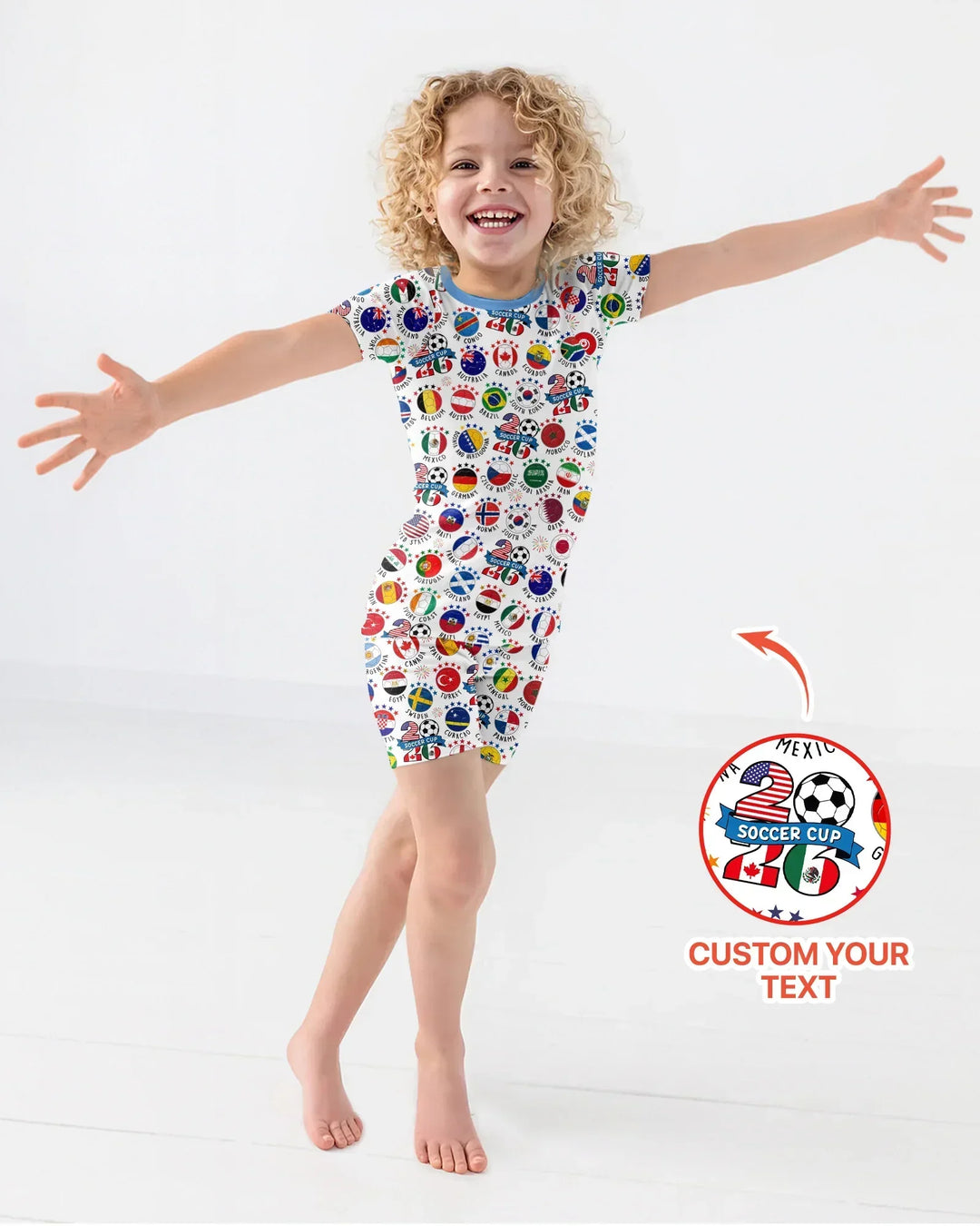 The World Plays Here 2026 Soccer Tour Bamboo Two Piece Short Sleeve Shorts Pajama Set