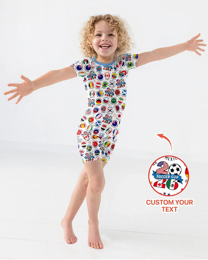 The World Plays Here 2026 Soccer Tour Bamboo Two Piece Short Sleeve Shorts Pajama Set