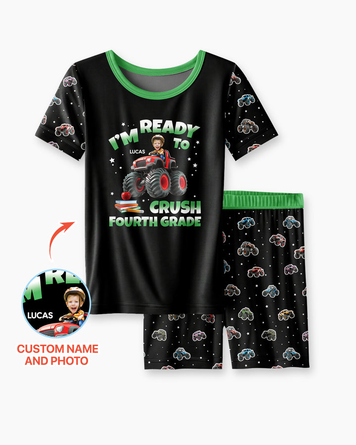 Monster Truck Bamboo Two Piece Short Sleeve Shorts Pajama Set