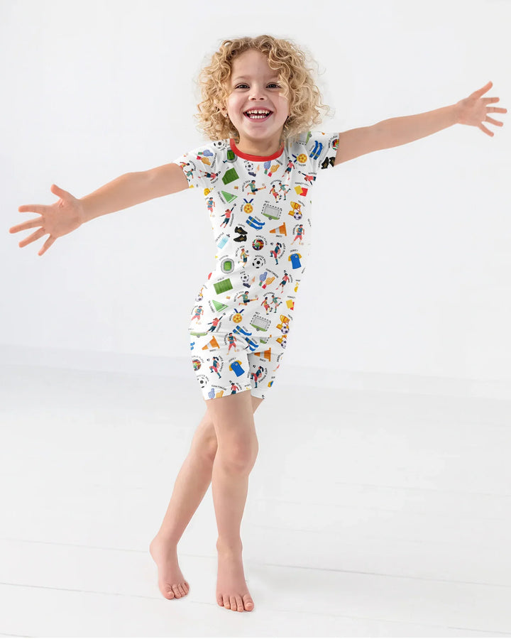 Soccer Fever All About The Game Two Piece Short Sleeve Shorts Pajama Set