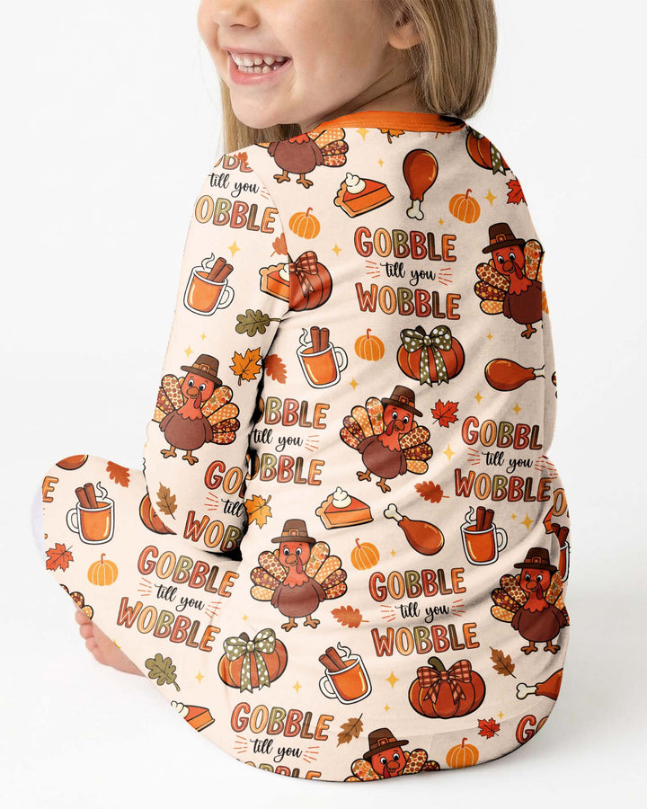 Gobble Gobble Till You Wobble Bamboo Two Piece Long Sleeve Pajama Set