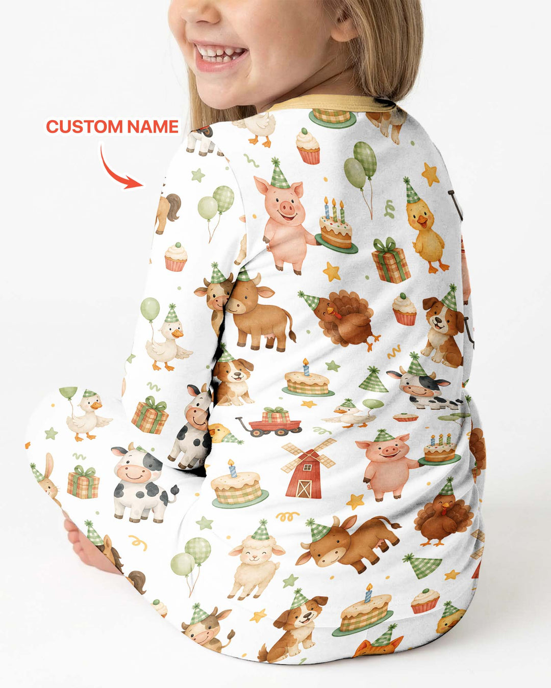 Personalized Farm Animals When I Wake Up I Will Be Birthday Bamboo Two Piece Long Sleeve Pajama Set
