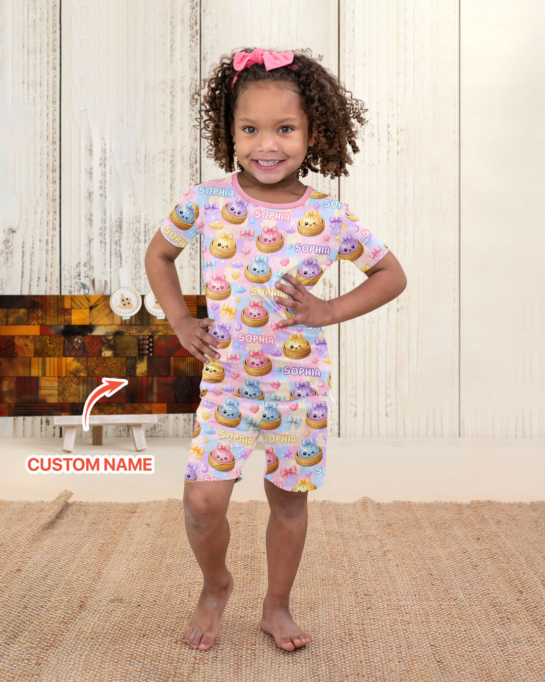 Conjunto de Pijama de Dos Piezas de Bambú con Mangas Cortas y Pantalones Cortos
