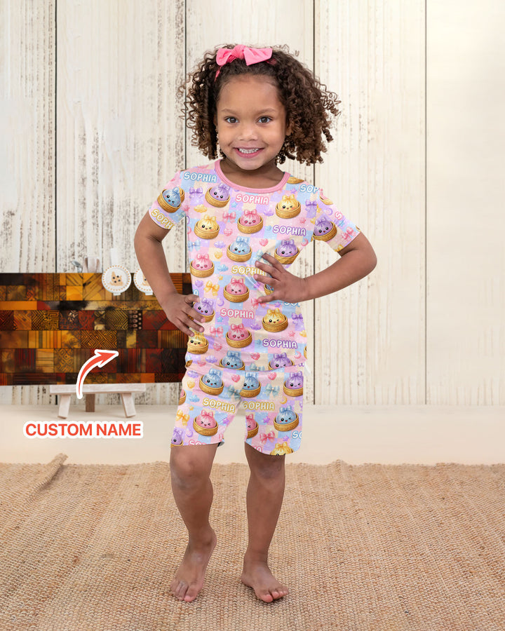 Conjunto de Pijama de Dos Piezas de Bambú con Mangas Cortas y Pantalones Cortos