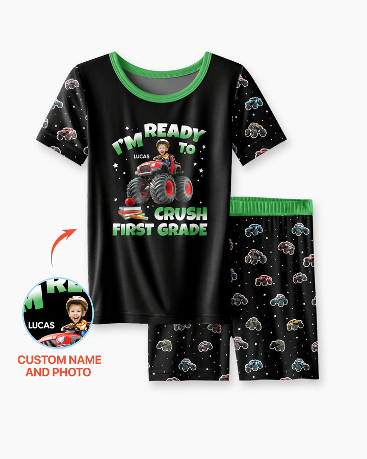 Monster Truck Bamboo Two Piece Short Sleeve Shorts Pajama Set